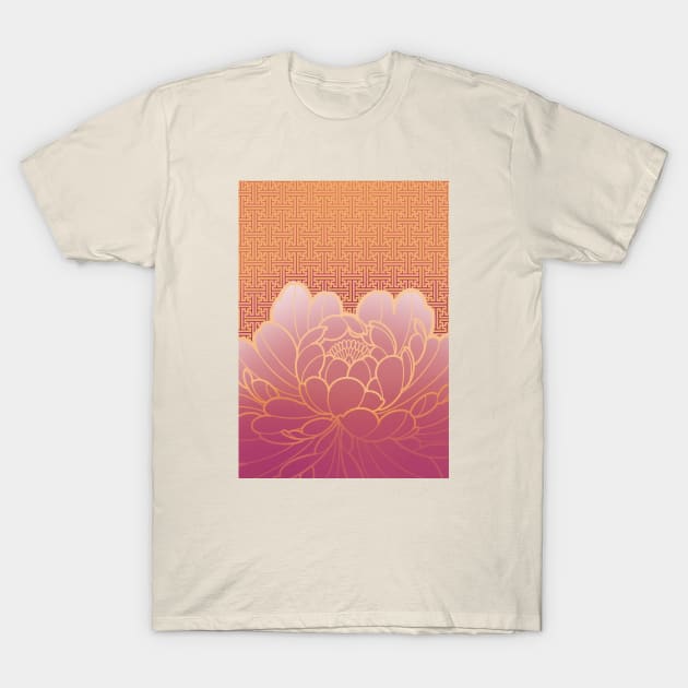 vintage peony flower and sacred geometry pattern T-Shirt by weilertsen